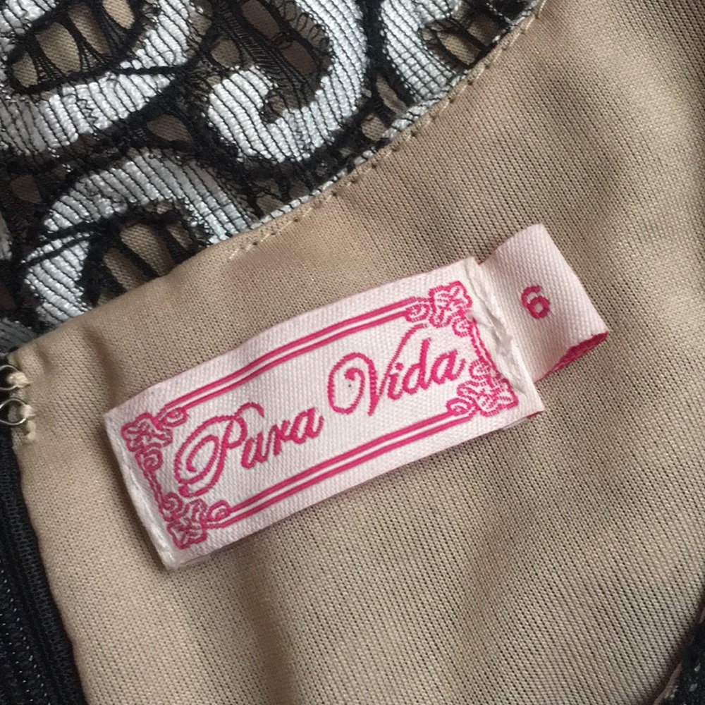 {Pura Vida} Silver and Black Lace Dress - Picture 6 of 6